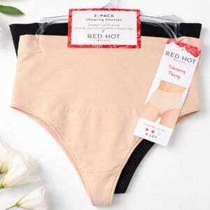 Spanx Red Hot 2-Pack Shaping Thong Panties 1X Nude Black Seamless High Waist NWT